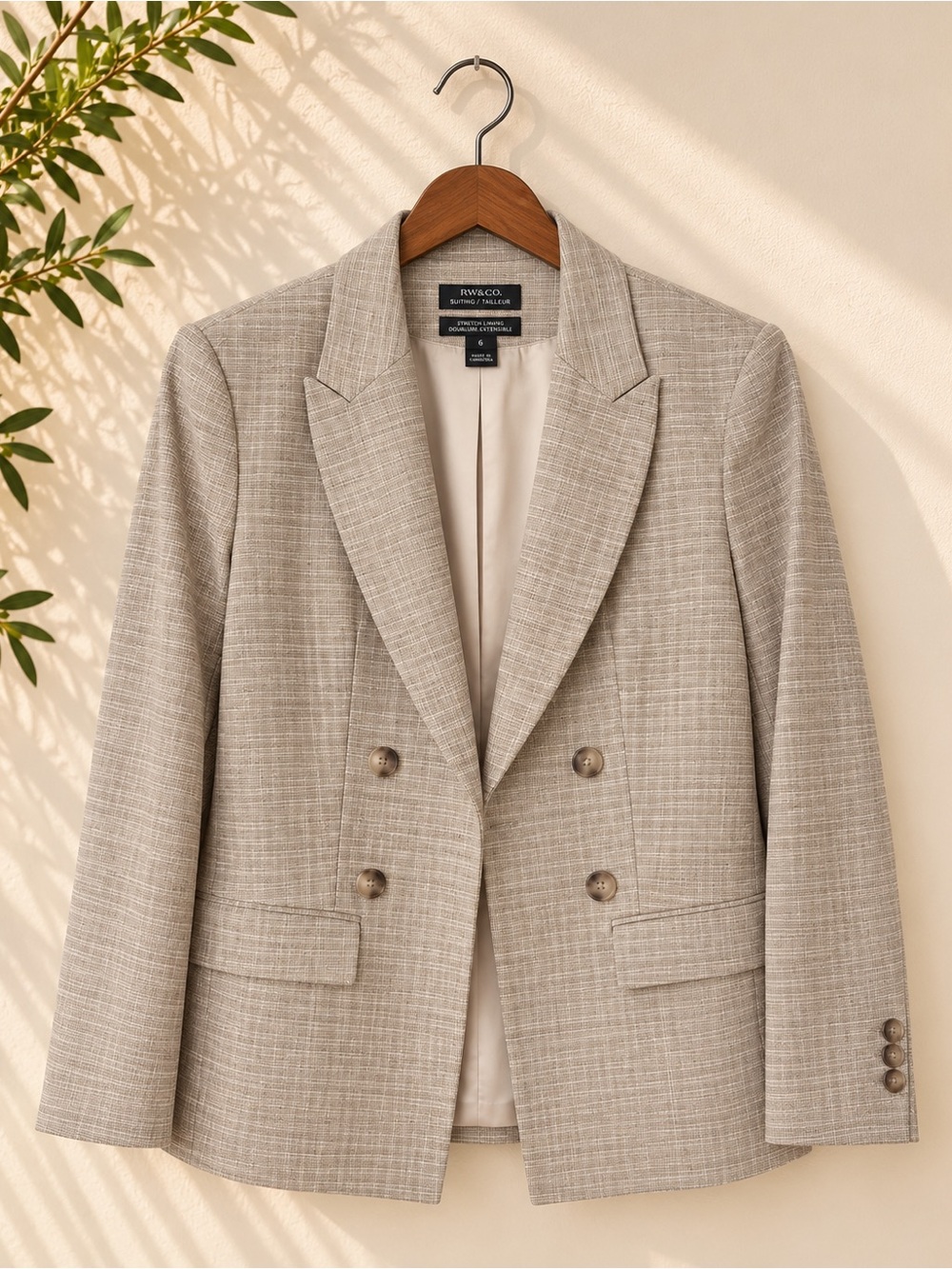 RW&CO. | Double-Breasted Textured Blazer | Size 6